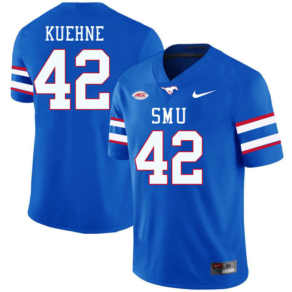 SMU Mustangs #42 Will Kuehne College Football Jerseys Stitched Sale-Royal